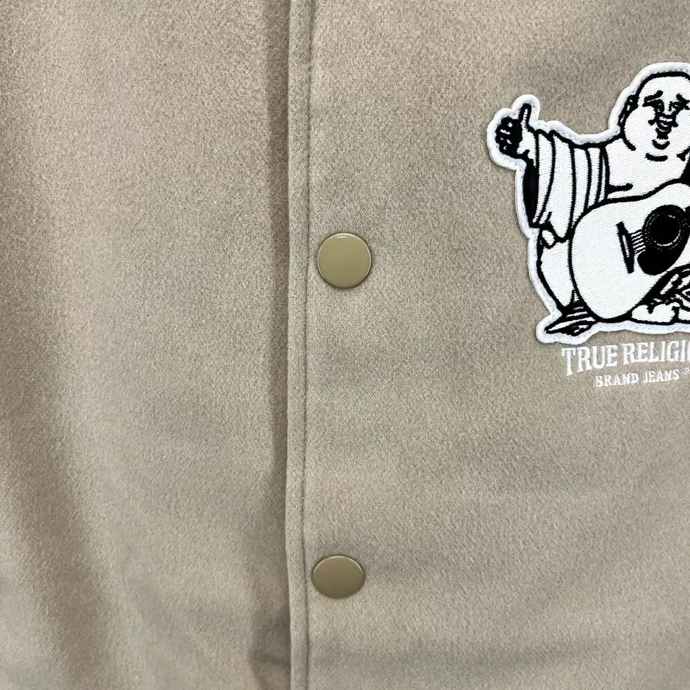 True Religion Jacket Men’s XL Buddha Logo Two Tone Varsity Letterman‎
